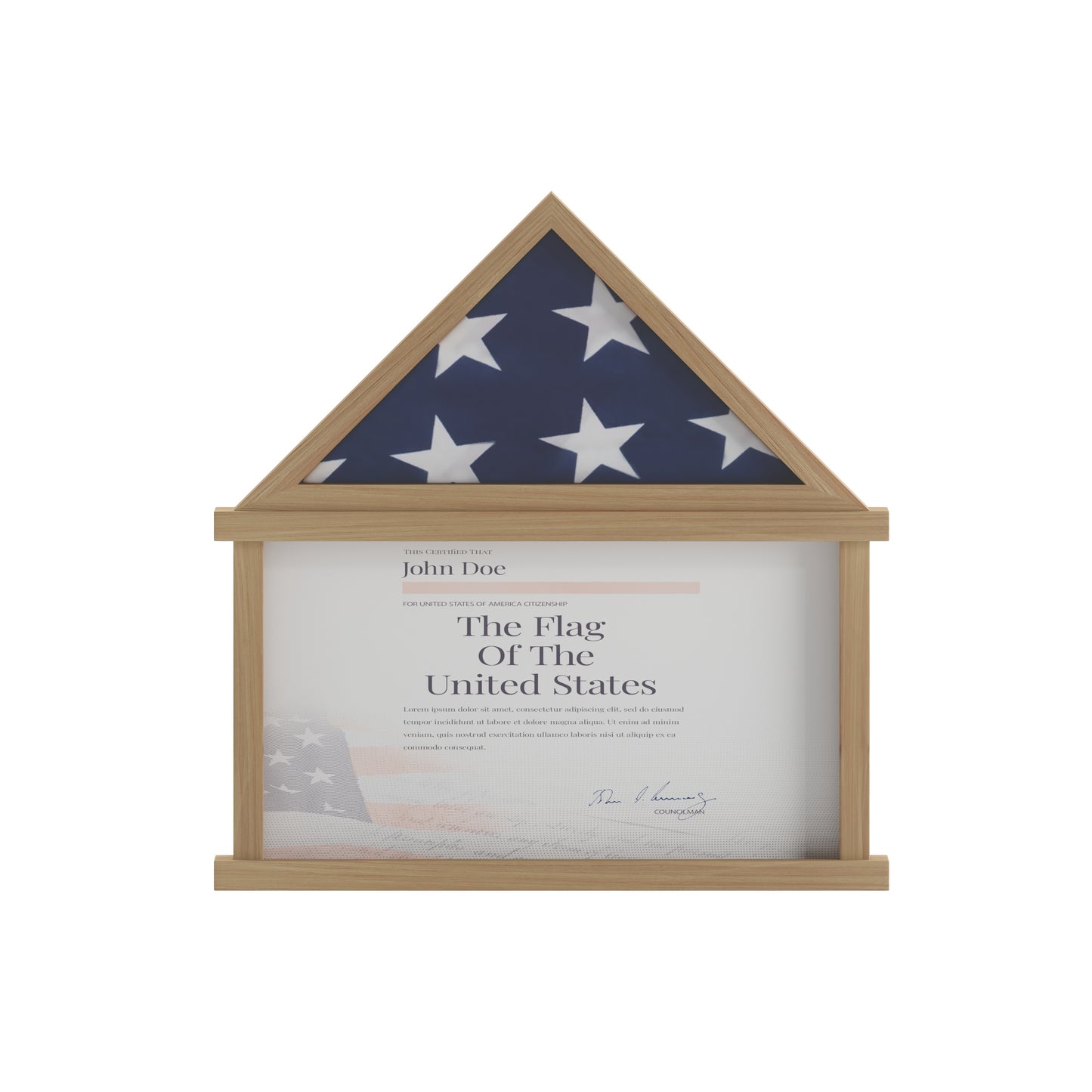 Quincy Flag and Certificate Display Case, Solid Pine Wood Flag Shadow Box Fits 9x5 Folded Burial Flag, Weathered Wood Finish Weathered