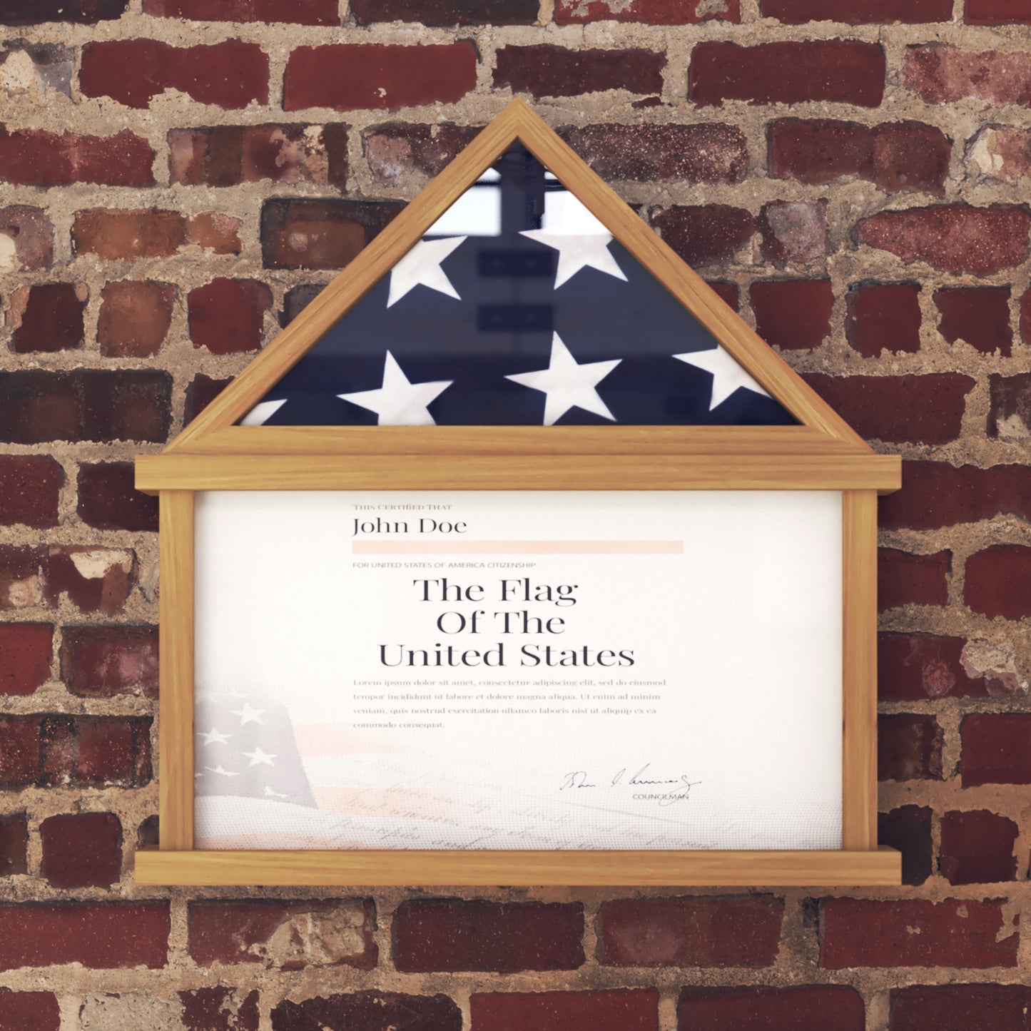 Quincy Flag and Certificate Display Case, Solid Pine Wood Flag Shadow Box Fits 9x5 Folded Burial Flag, Weathered Wood Finish Weathered