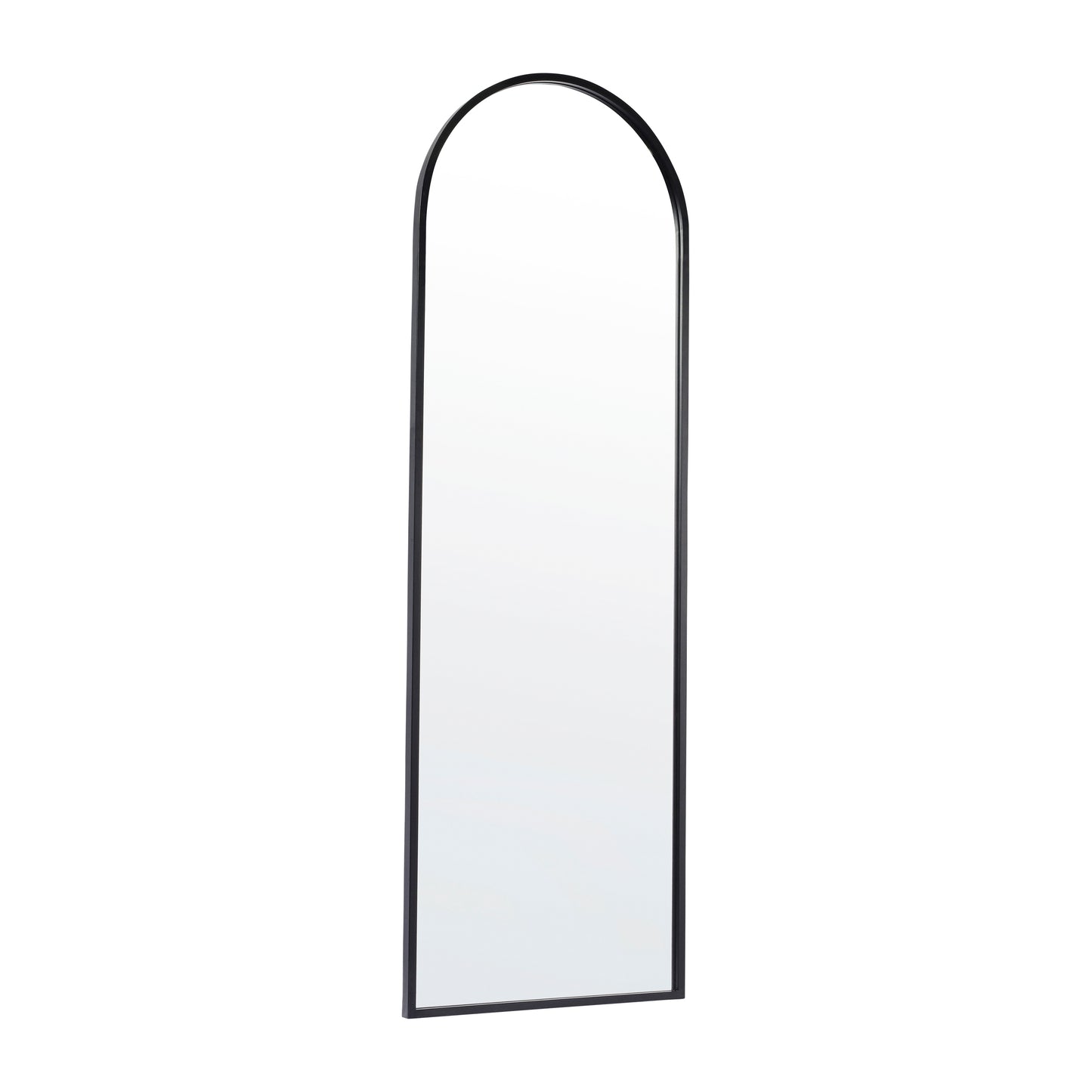 Mila 22"x65" Arched Metal Framed Wall Mirror for Hallways, Entryways, Dining and Living Rooms, Black Black