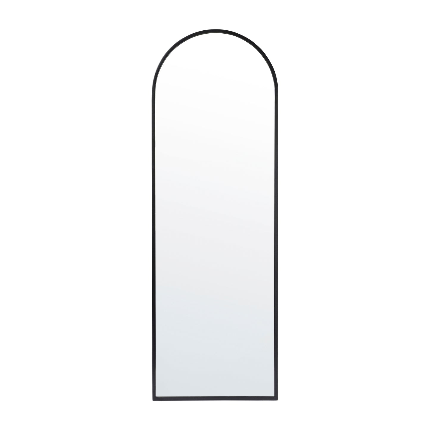 Mila 22"x65" Arched Metal Framed Wall Mirror for Hallways, Entryways, Dining and Living Rooms, Black Black
