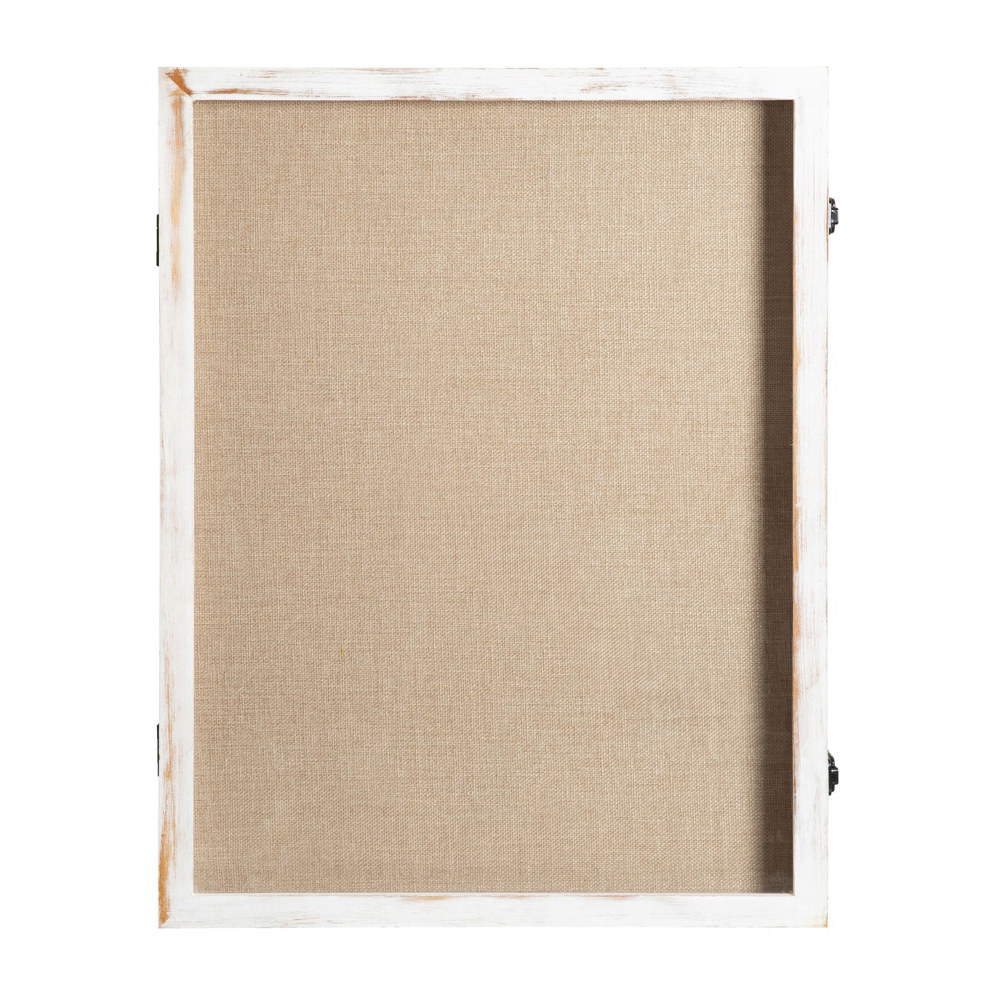 Peyton 18x24 Shadow Box Display Case with Linen Liner, 8 Push Pins and Solid Pine Wood Frame in Whitewash White Wash HMHD-23M012YBN-WHTWSH-1824-GG