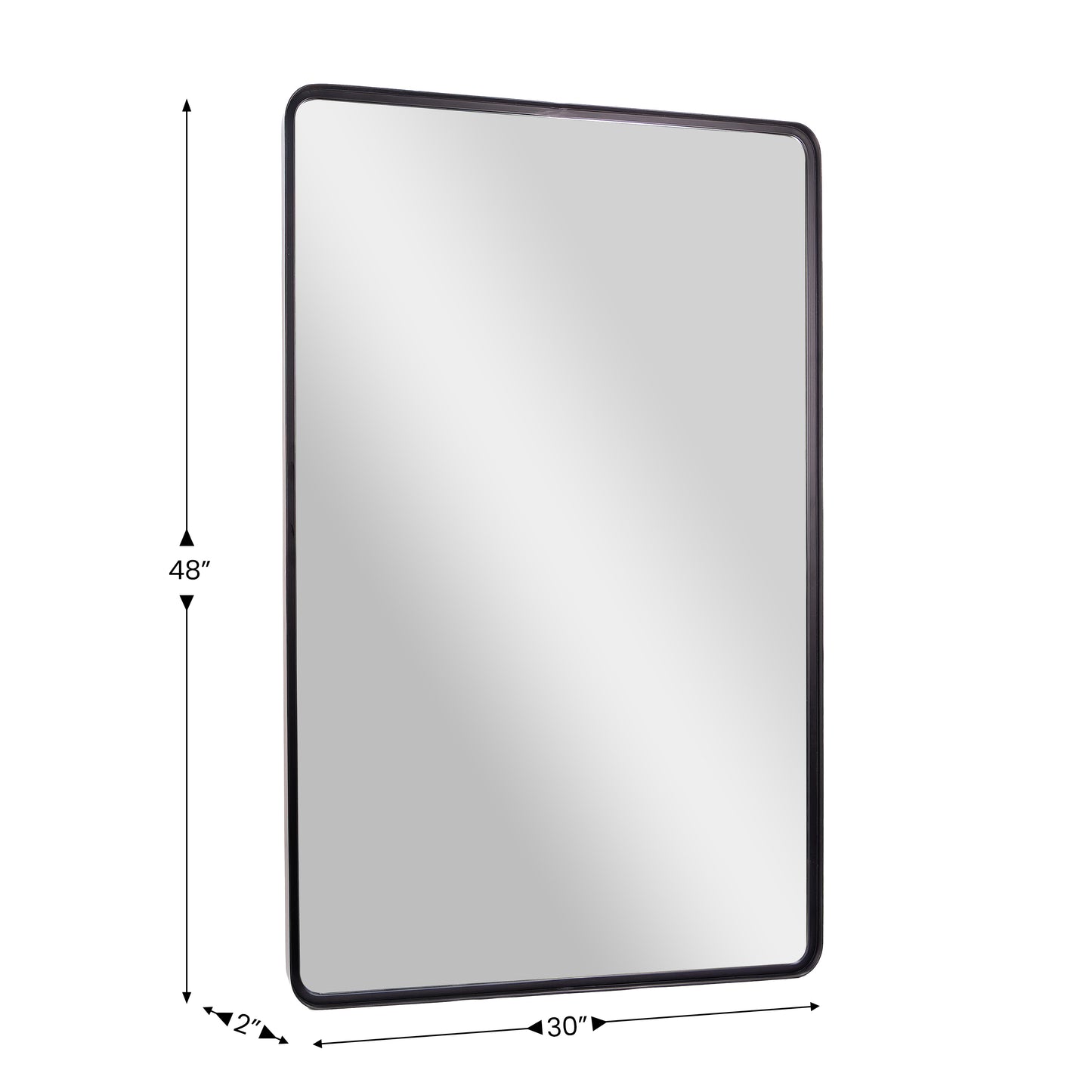 Ava 48" x 30" Metal Deep Framed Wall Mirror - Large Accent Mirror for Bathroom, Entryway, Dining Room, & Living Room in Black Black