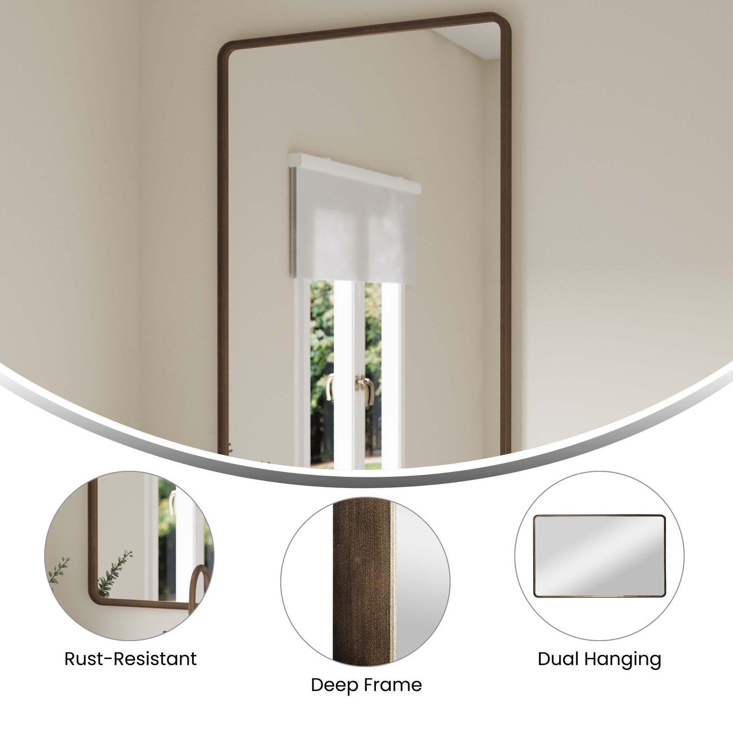 Ava 48" x 30" Metal Deep Framed Wall Mirror - Large Accent Mirror for Bathroom, Entryway, Dining Room, & Living Room in Bronze Bronze