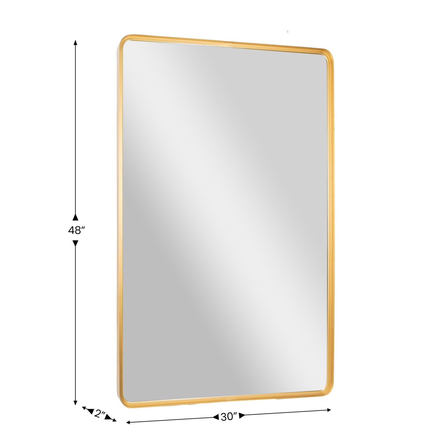 Ava 48" x 30" Metal Deep Framed Wall Mirror - Large Accent Mirror for Bathroom, Entryway, Dining Room, & Living Room in Gold Gold