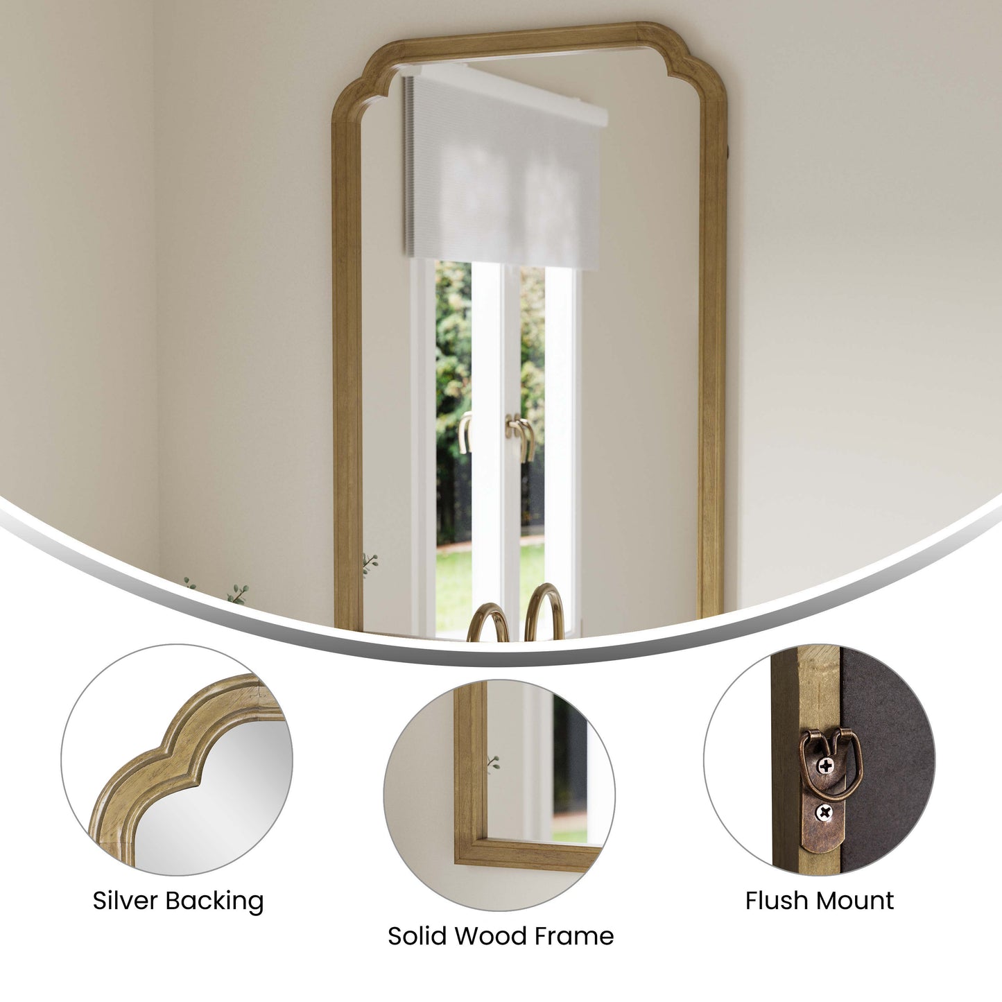 Efie 36" x 24" Large Accent Wall Mirror with Solid Wood Frame for Bathroom, Entryway, Dining Room & Living Room in Weathered Weathered