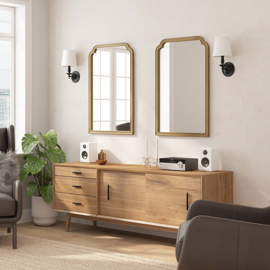 Efie 36" x 24" Large Accent Wall Mirror with Solid Wood Frame for Bathroom, Entryway, Dining Room & Living Room in Weathered Weathered