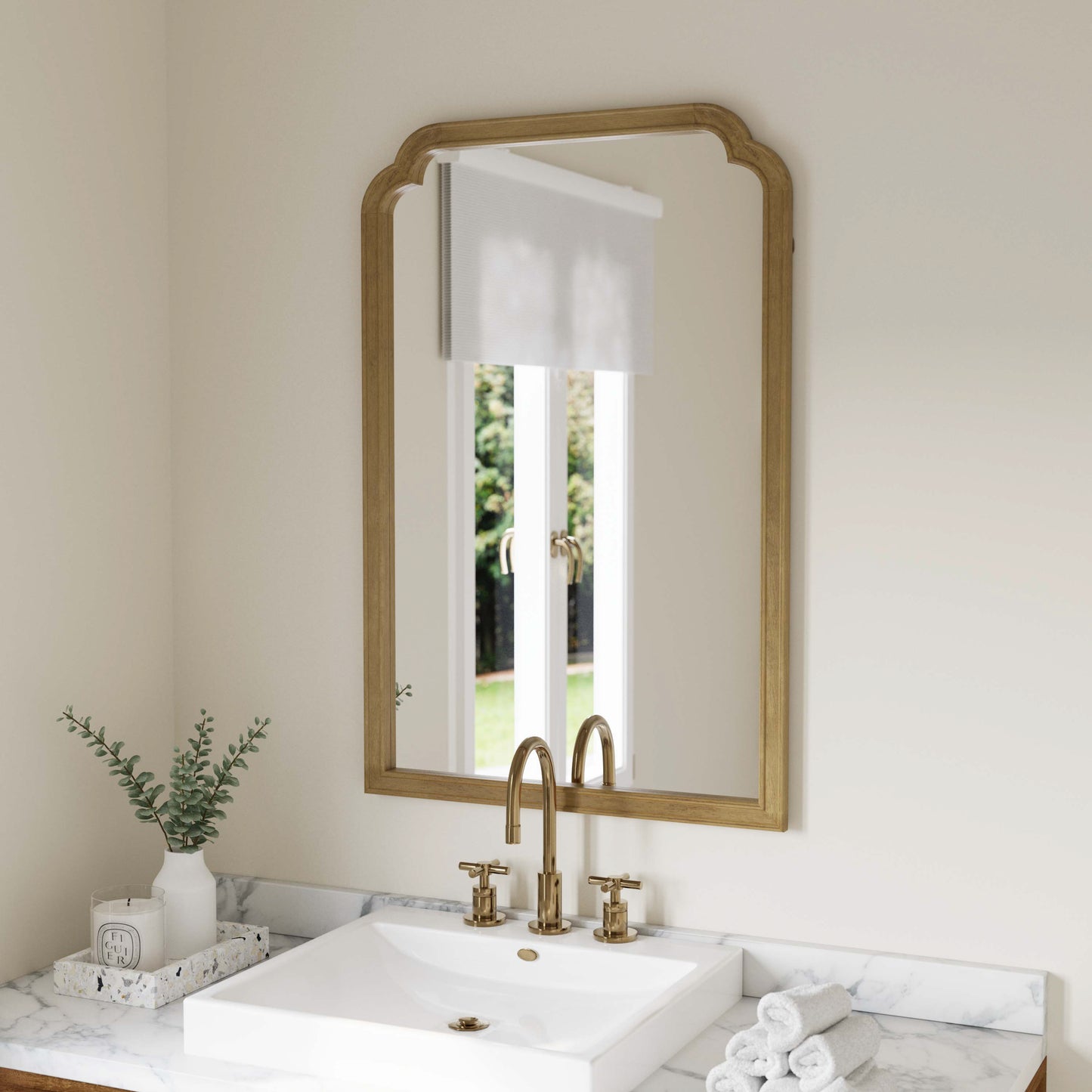 Efie 36" x 24" Large Accent Wall Mirror with Solid Wood Frame for Bathroom, Entryway, Dining Room & Living Room in Weathered Weathered