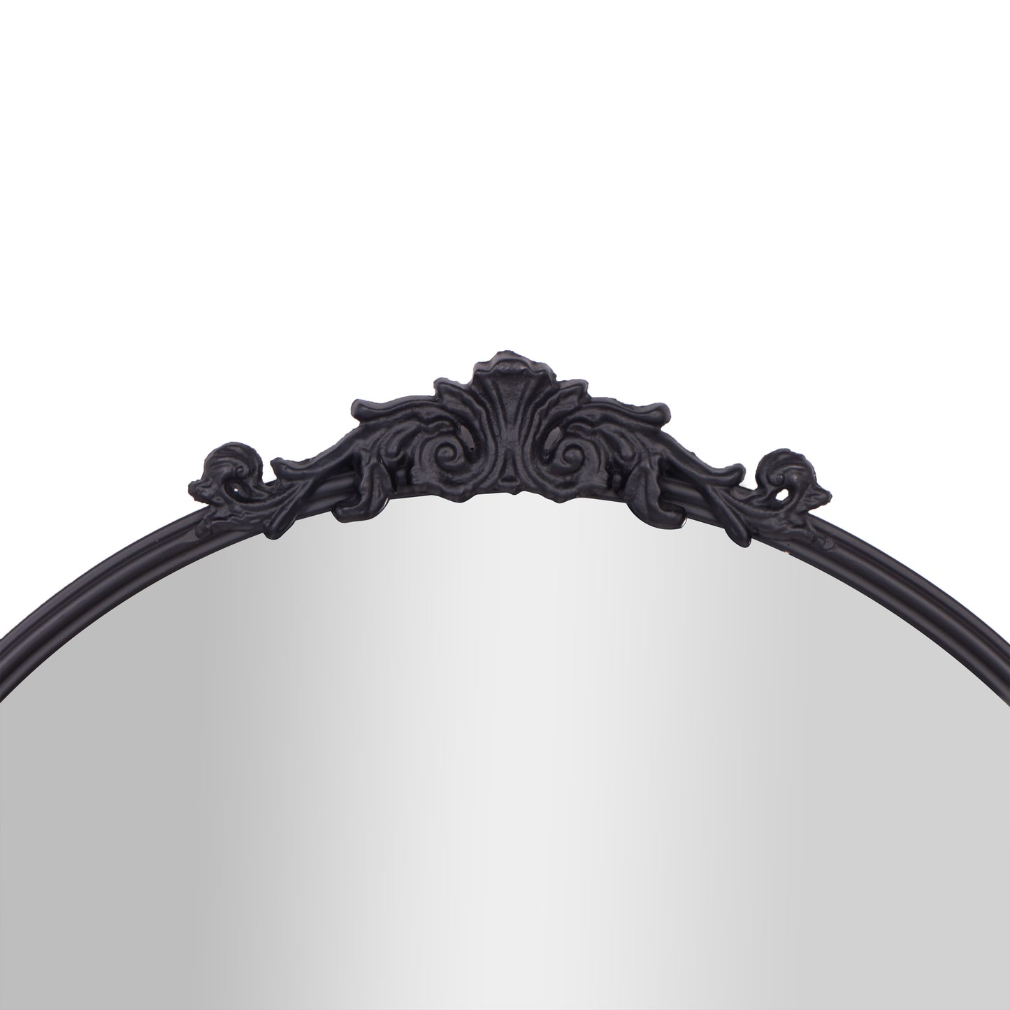 Esme 35" x 24" Traditional Arched Wall Mirror with Baroque Detail - Large Accent Mirror for Bathroom, Entryway, Dining Room, & Living Room in Black Black