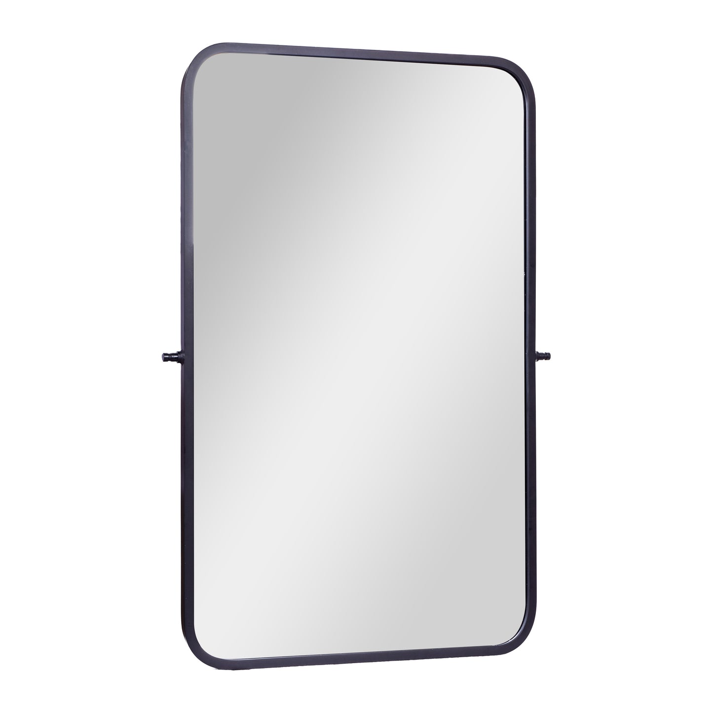 Finlay 35" x 27" Metal Pivot Wall Mirror - Large Accent Vanity Mirror for Bathroom in Black Black