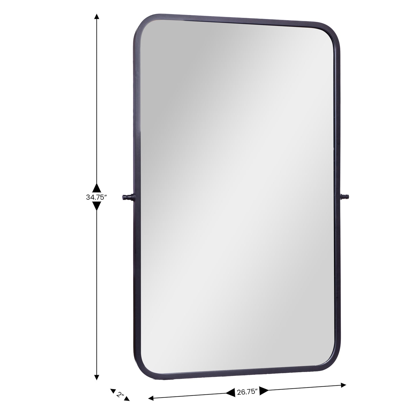 Finlay 35" x 27" Metal Pivot Wall Mirror - Large Accent Vanity Mirror for Bathroom in Black Black