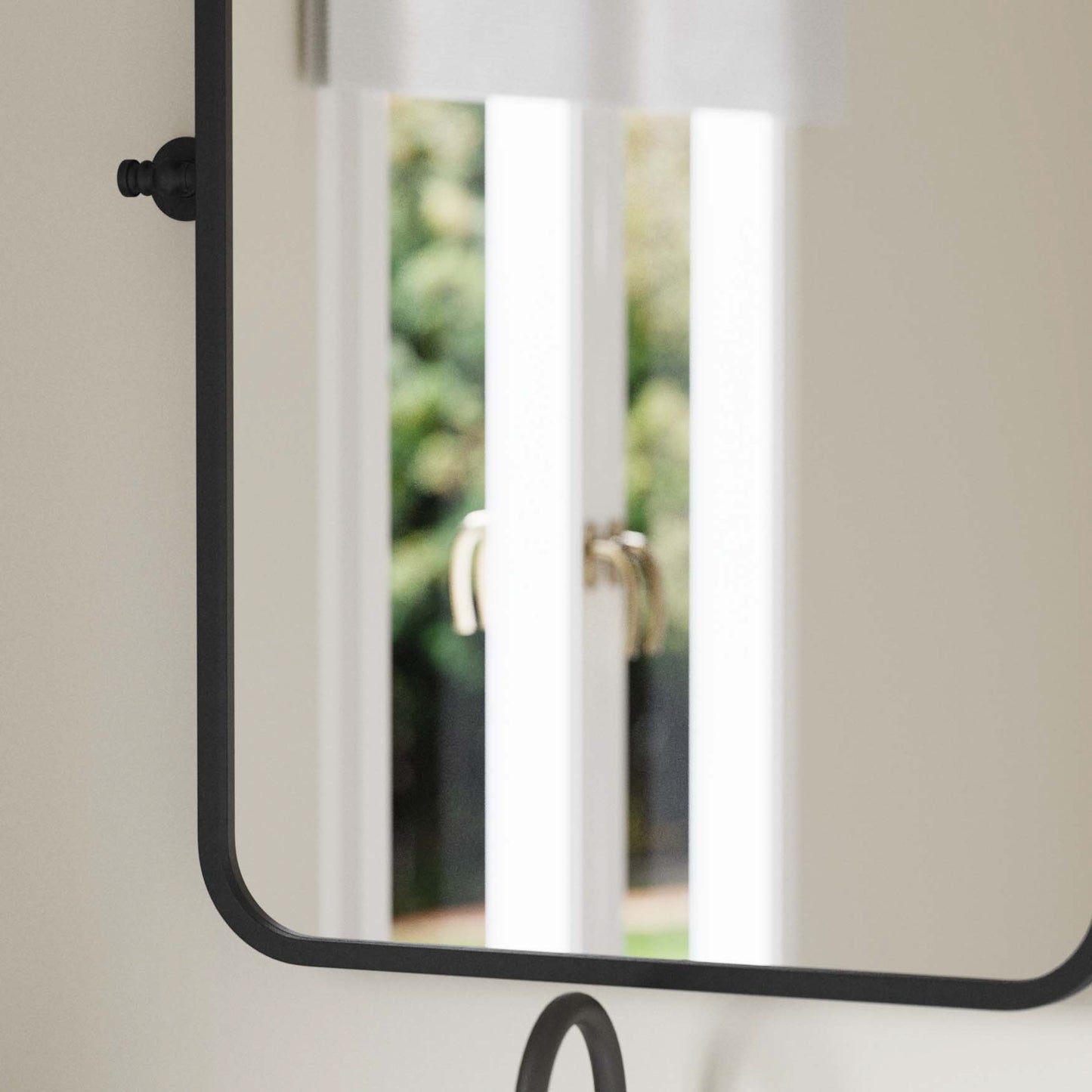 Finlay 35" x 27" Metal Pivot Wall Mirror - Large Accent Vanity Mirror for Bathroom in Black Black