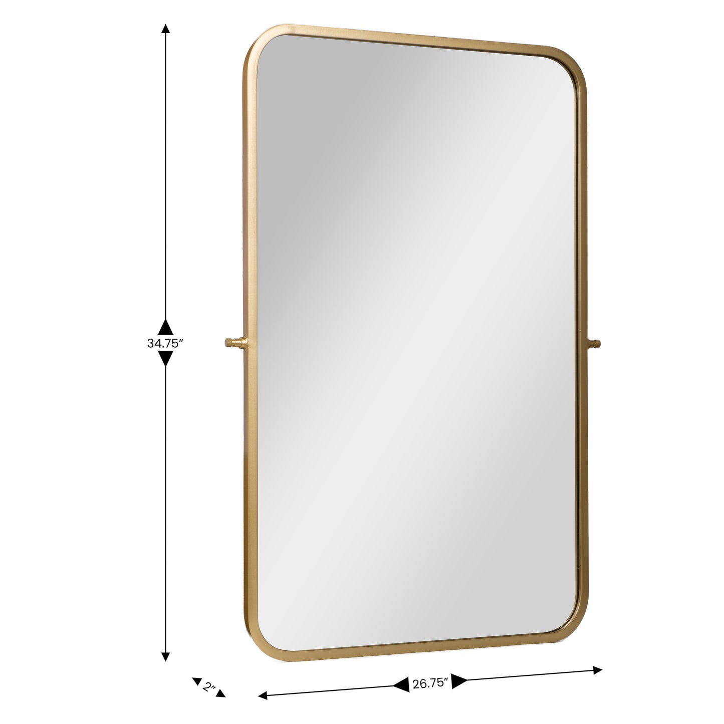 Finlay 35" x 27" Metal Pivot Wall Mirror - Large Accent Vanity Mirror for Bathroom in Gold Gold