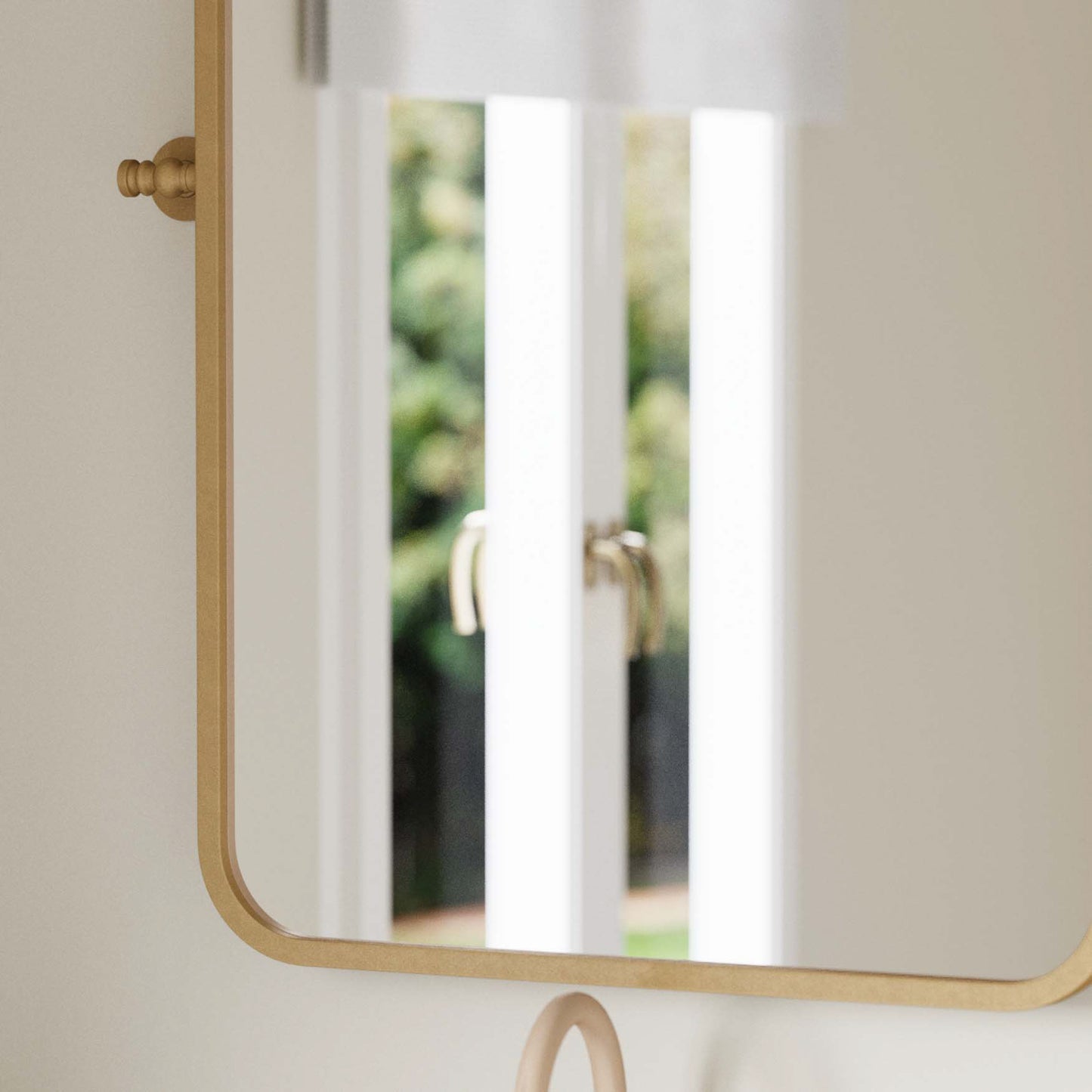 Finlay 35" x 27" Metal Pivot Wall Mirror - Large Accent Vanity Mirror for Bathroom in Gold Gold