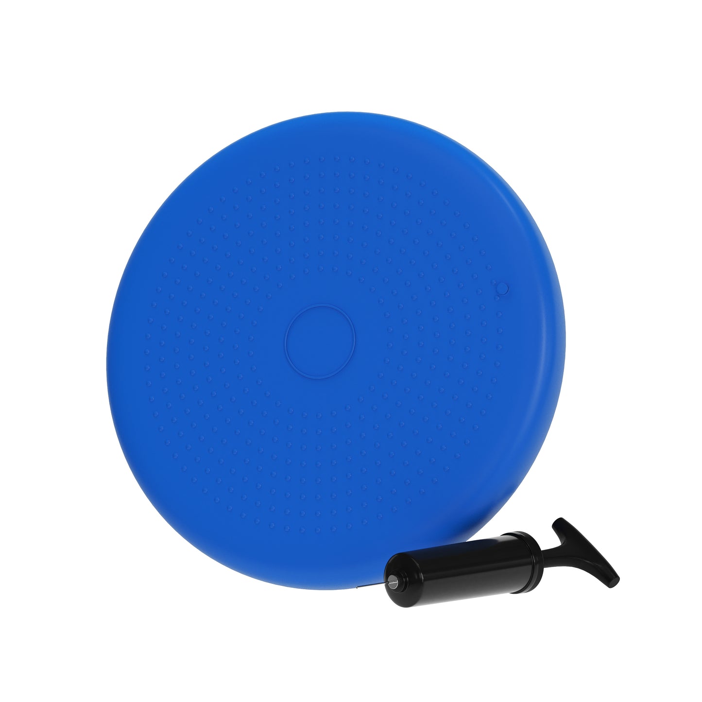 Alfie Blue 13 Inch Round Inflatable Wobble Cushion with Dual Sided Grips for Sitting or Standing and Included Hand Pump Blue