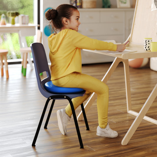 Alfie Blue 13 Inch Round Inflatable Wobble Cushion with Dual Sided Grips for Sitting or Standing and Included Hand Pump Blue HN-1399-BLU-GG