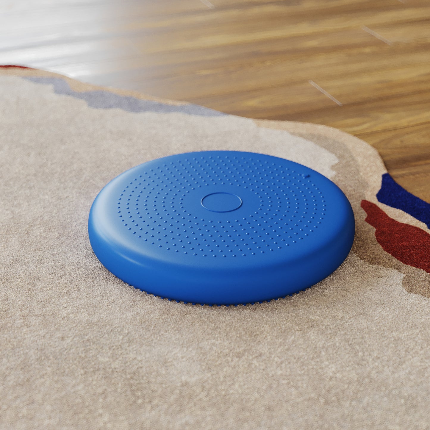 Alfie Blue 13 Inch Round Inflatable Wobble Cushion with Dual Sided Grips for Sitting or Standing and Included Hand Pump Blue