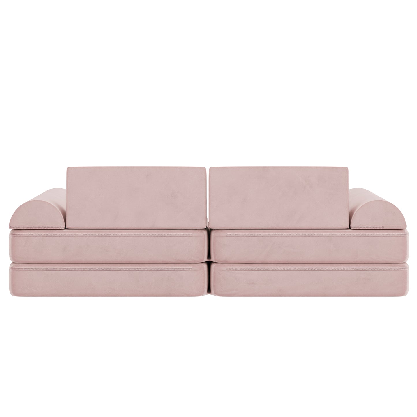 Marlowe 56" Modular Kids Play Couch with 6 Soft Foam Sectional Sofa Pieces in Blush Blush