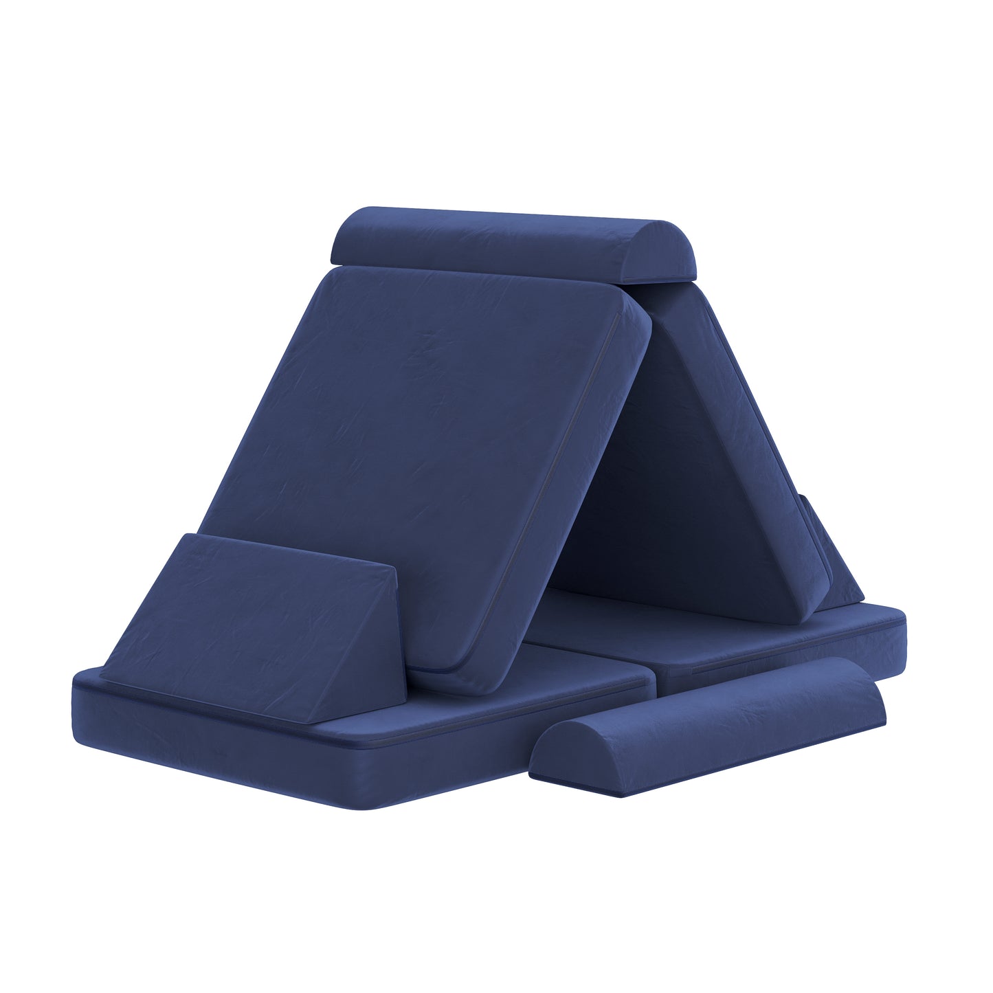 Marlowe 56" Modular Kids Play Couch with 6 Soft Foam Sectional Sofa Pieces in Blue Blue