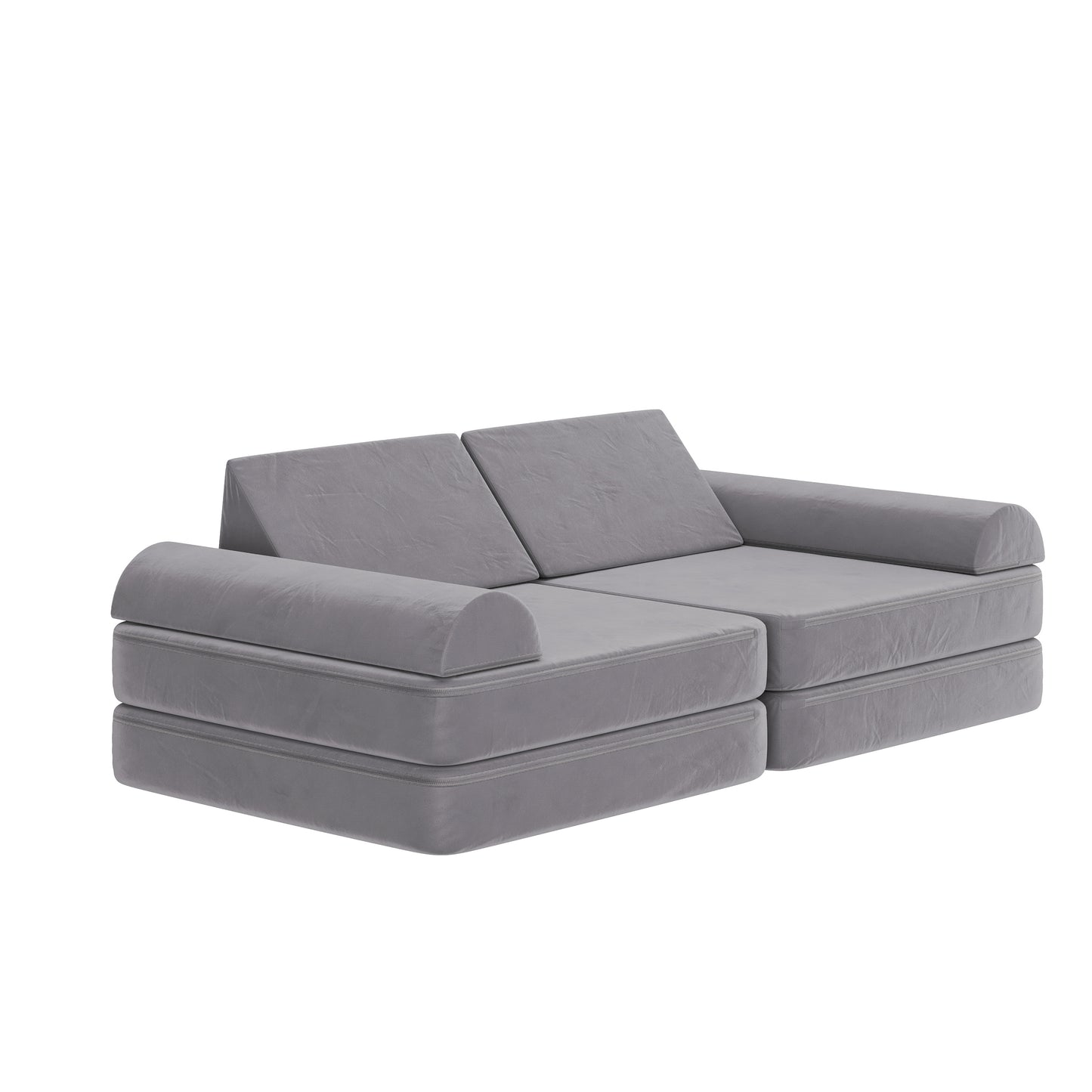 Marlowe 56" Modular Kids Play Couch with 6 Soft Foam Sectional Sofa Pieces in Gray Gray