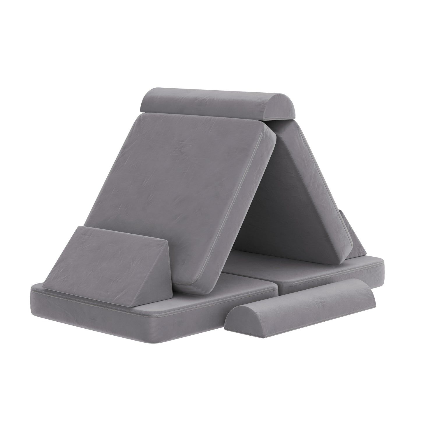 Marlowe 56" Modular Kids Play Couch with 6 Soft Foam Sectional Sofa Pieces in Gray Gray