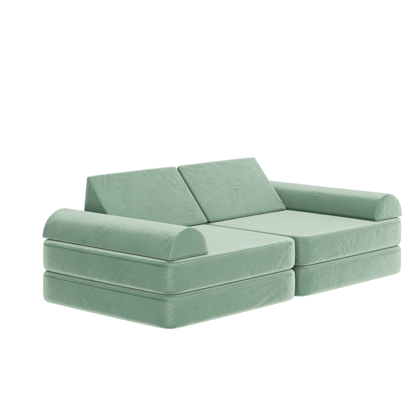 Marlowe 56" Modular Kids Play Couch with 6 Soft Foam Sectional Sofa Pieces in Sage Sage