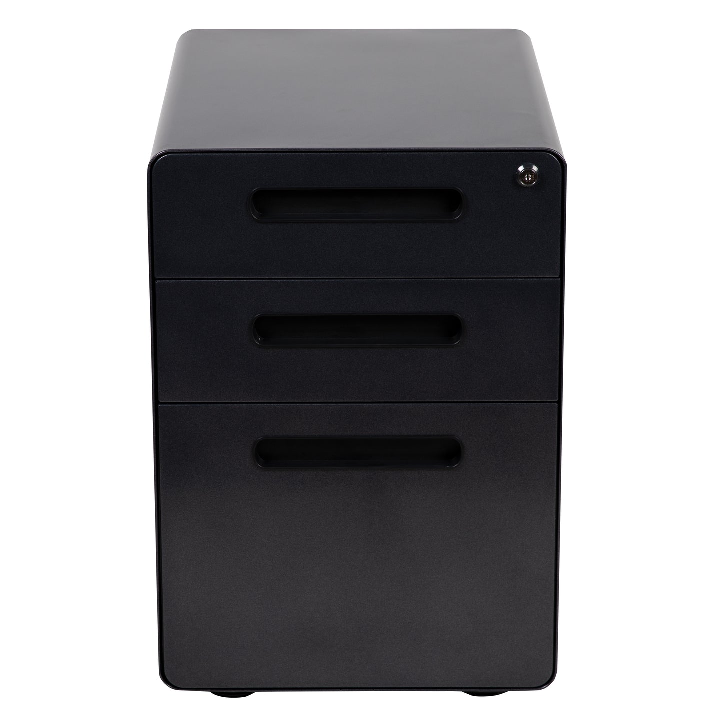 Wren Ergonomic 3-Drawer Mobile Locking Filing Cabinet with Anti-Tilt Mechanism and Hanging Drawer for Legal & Letter Files, Black Black