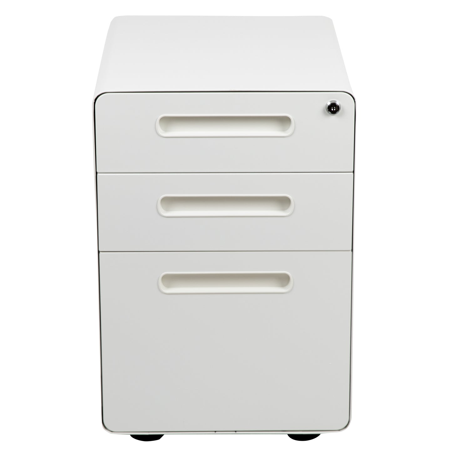 Wren Ergonomic 3-Drawer Mobile Locking Filing Cabinet with Anti-Tilt Mechanism and Hanging Drawer for Legal & Letter Files, White White