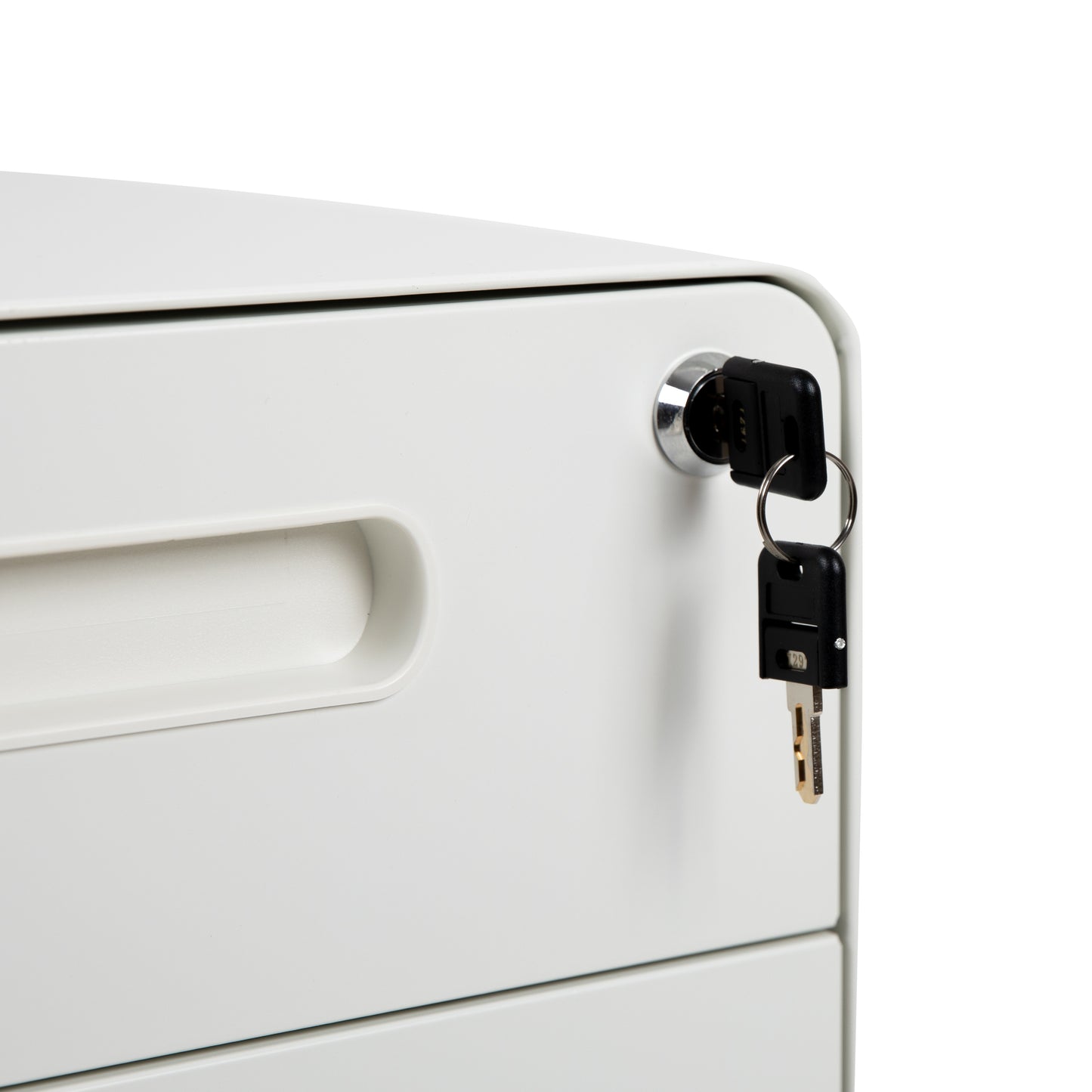 Wren Ergonomic 3-Drawer Mobile Locking Filing Cabinet with Anti-Tilt Mechanism and Hanging Drawer for Legal & Letter Files, White White