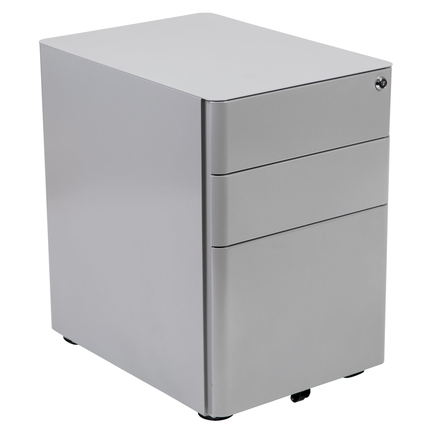 Warner Modern 3-Drawer Mobile Locking Filing Cabinet with Anti-Tilt Mechanism and Hanging Drawer for Legal & Letter Files, Gray Gray