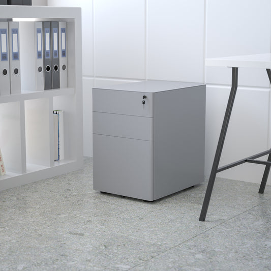 Warner Modern 3-Drawer Mobile Locking Filing Cabinet with Anti-Tilt Mechanism and Hanging Drawer for Legal & Letter Files, Gray Gray HZ-CHPL-01-GRY-GG