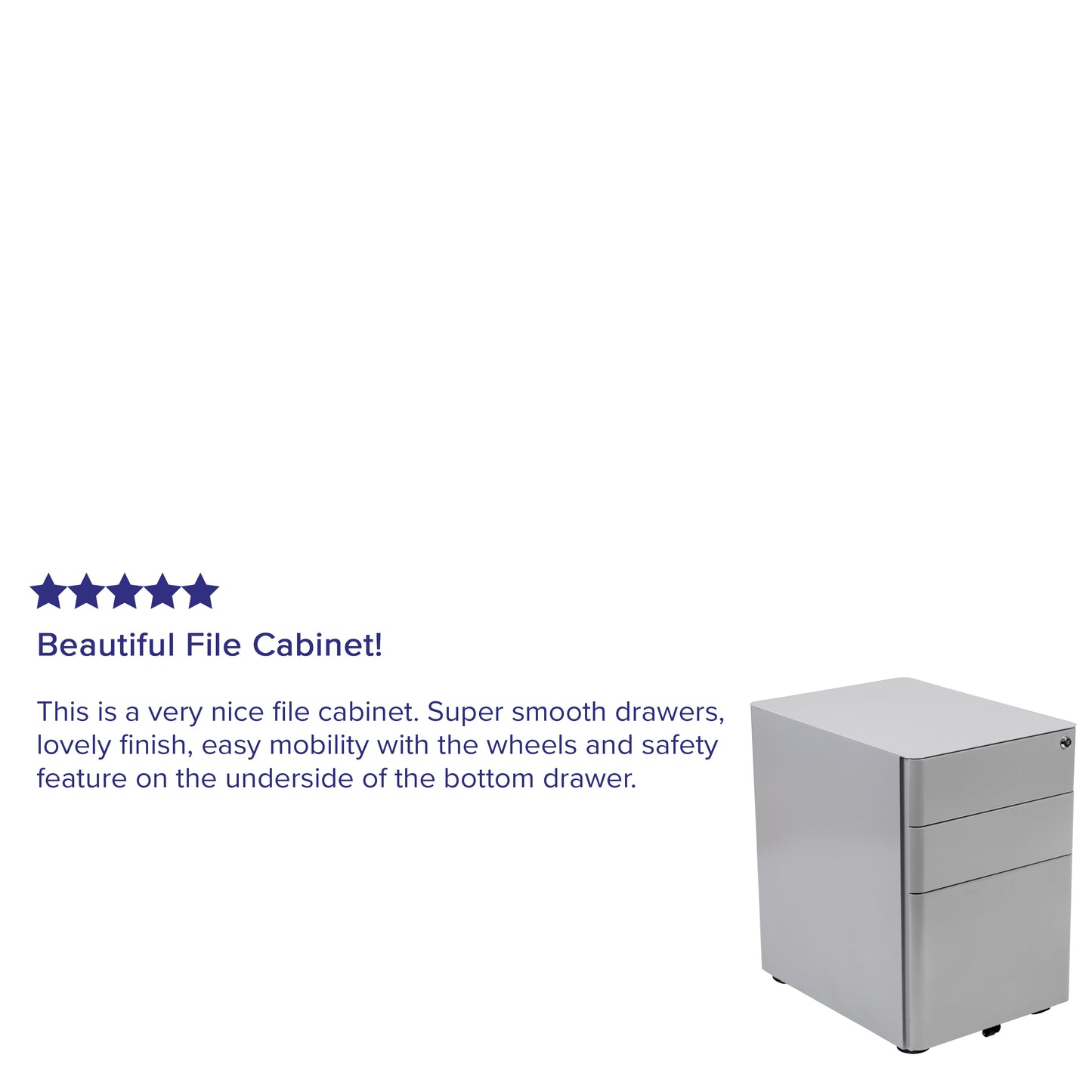 Warner Modern 3-Drawer Mobile Locking Filing Cabinet with Anti-Tilt Mechanism and Hanging Drawer for Legal & Letter Files, Gray Gray