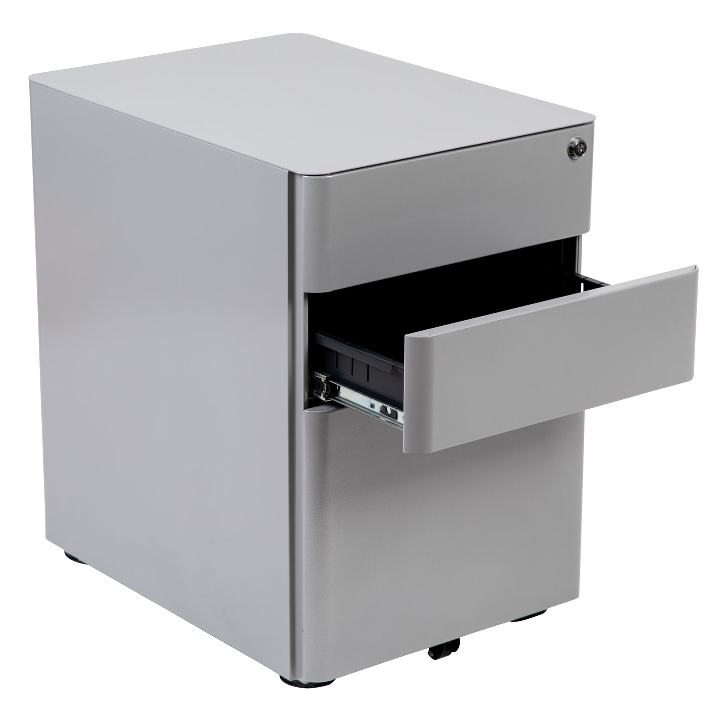 Warner Modern 3-Drawer Mobile Locking Filing Cabinet with Anti-Tilt Mechanism and Hanging Drawer for Legal & Letter Files, Gray Gray