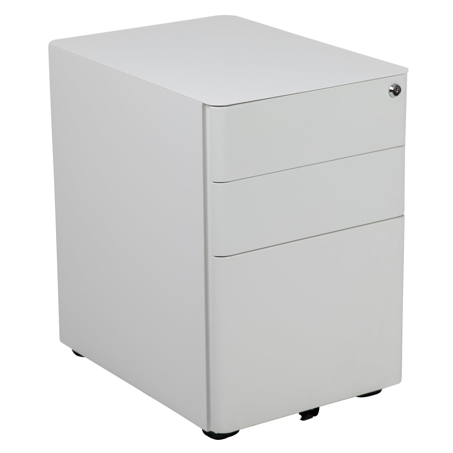 Warner Modern 3-Drawer Mobile Locking Filing Cabinet with Anti-Tilt Mechanism and Hanging Drawer for Legal & Letter Files, White White