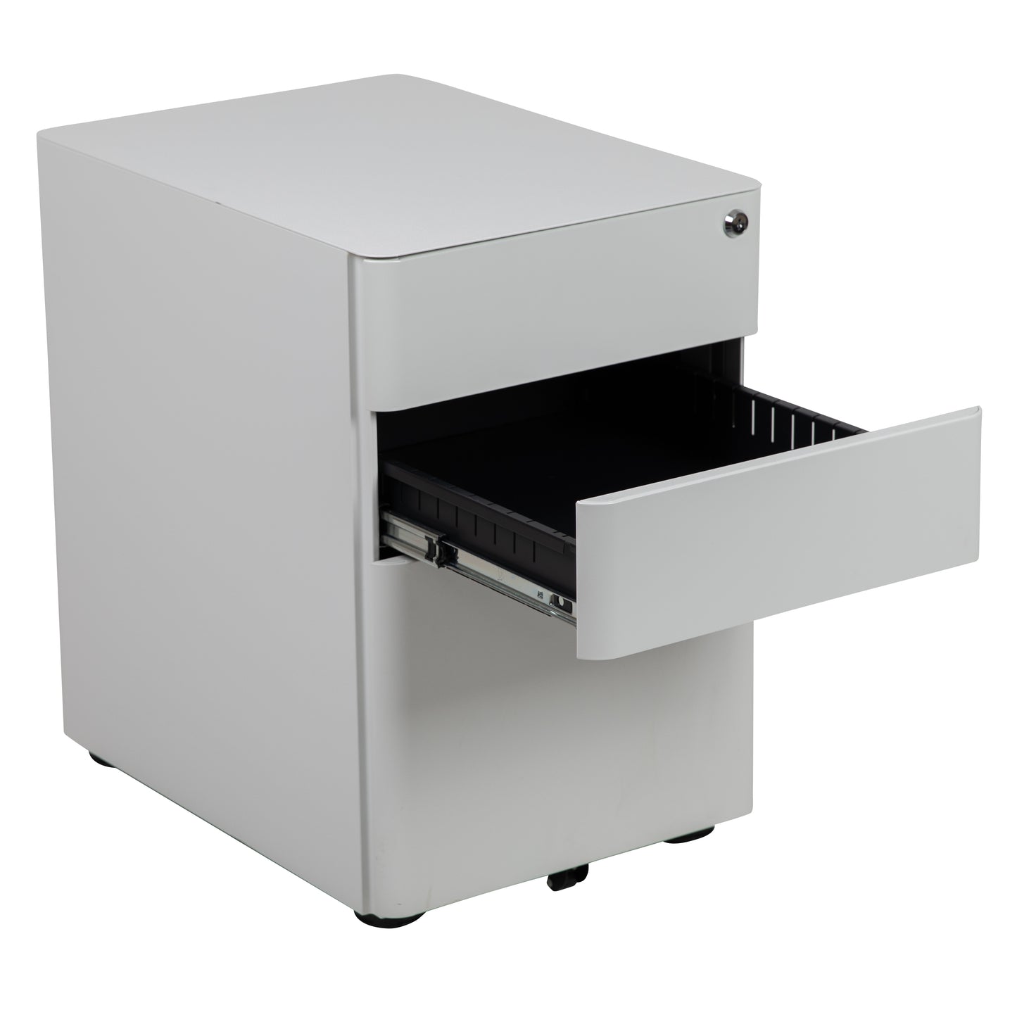 Warner Modern 3-Drawer Mobile Locking Filing Cabinet with Anti-Tilt Mechanism and Hanging Drawer for Legal & Letter Files, White White