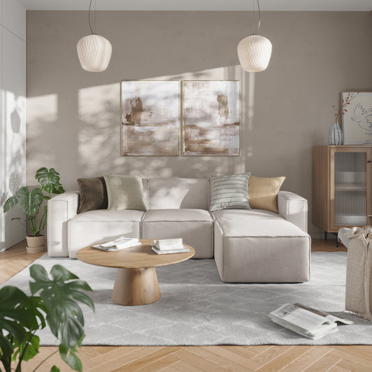 Bridgetown Luxury Modular 4 Piece Sectional Sofa, Cream Cream