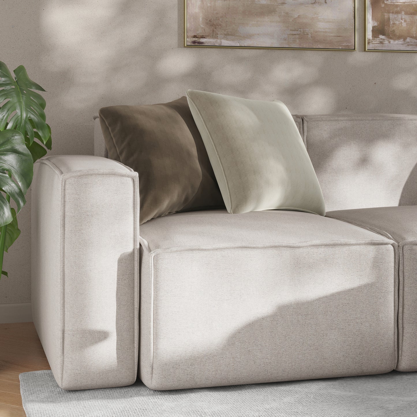 Bridgetown Luxury Modular 4 Piece Sectional Sofa, Cream Cream