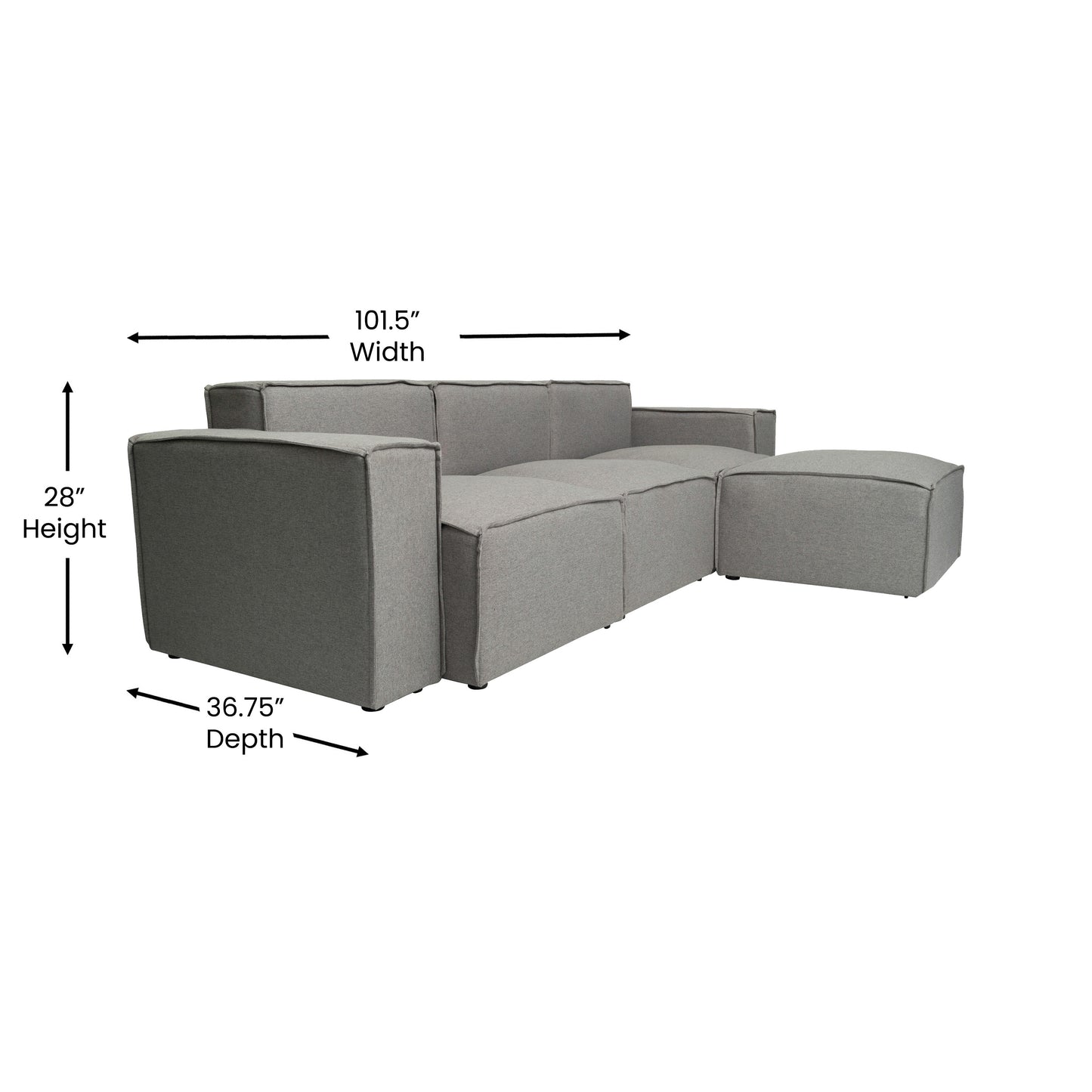 Bridgetown Luxury Modular 4 Piece Sectional Sofa, Gray Gray IS-IT2231-4PCSEC-GRY-GG
