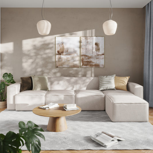 Bridgetown Luxury Modular 5 Piece Sectional Sofa, Cream Cream