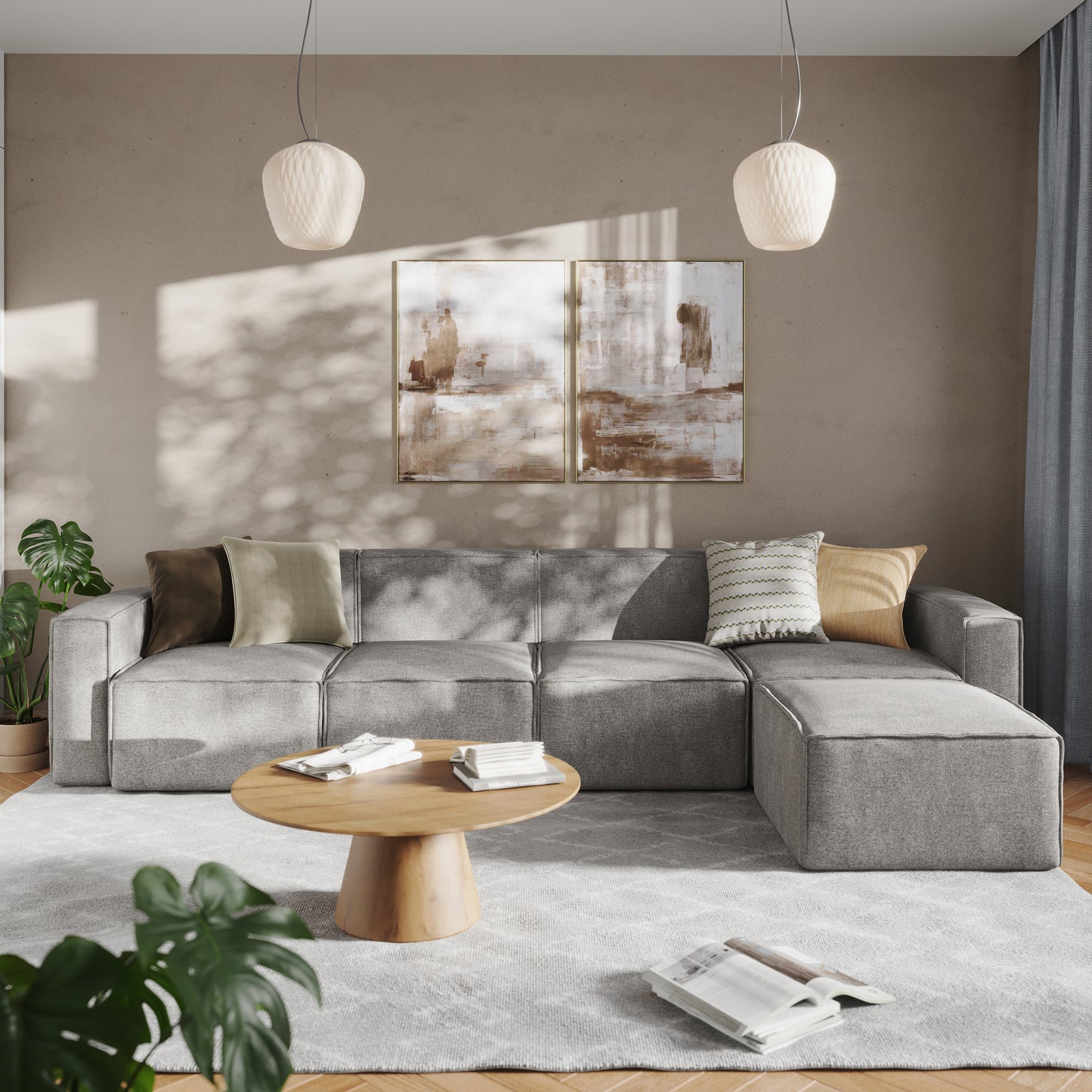 Bridgetown Luxury Modular 5 Piece Sectional Sofa, Gray Gray IS-IT2231-5PCSEC-GRY-GG