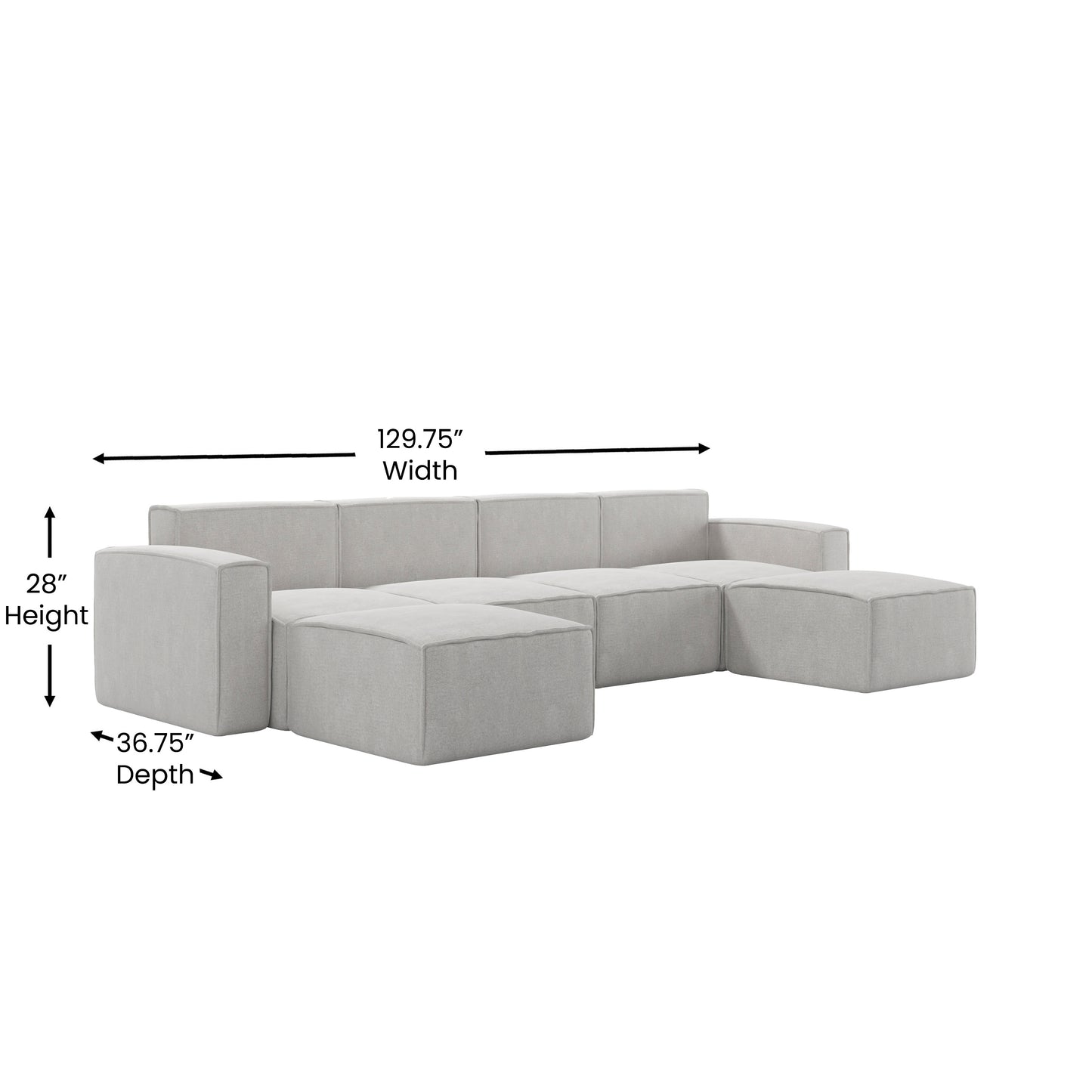 Bridgetown Luxury Modular 6 Piece Sectional Sofa, Cream Cream