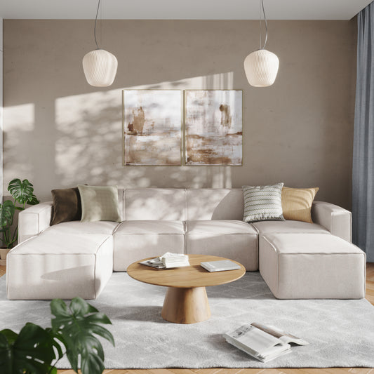 Bridgetown Luxury Modular 6 Piece Sectional Sofa, Cream Cream