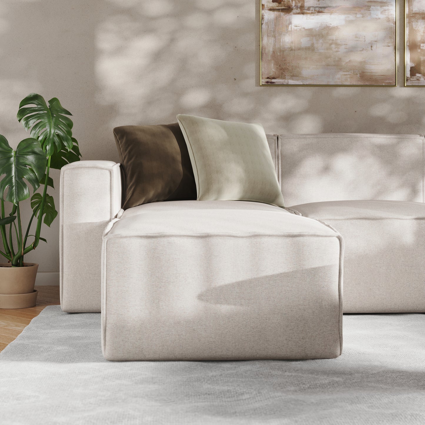 Bridgetown Luxury Modular 6 Piece Sectional Sofa, Cream Cream