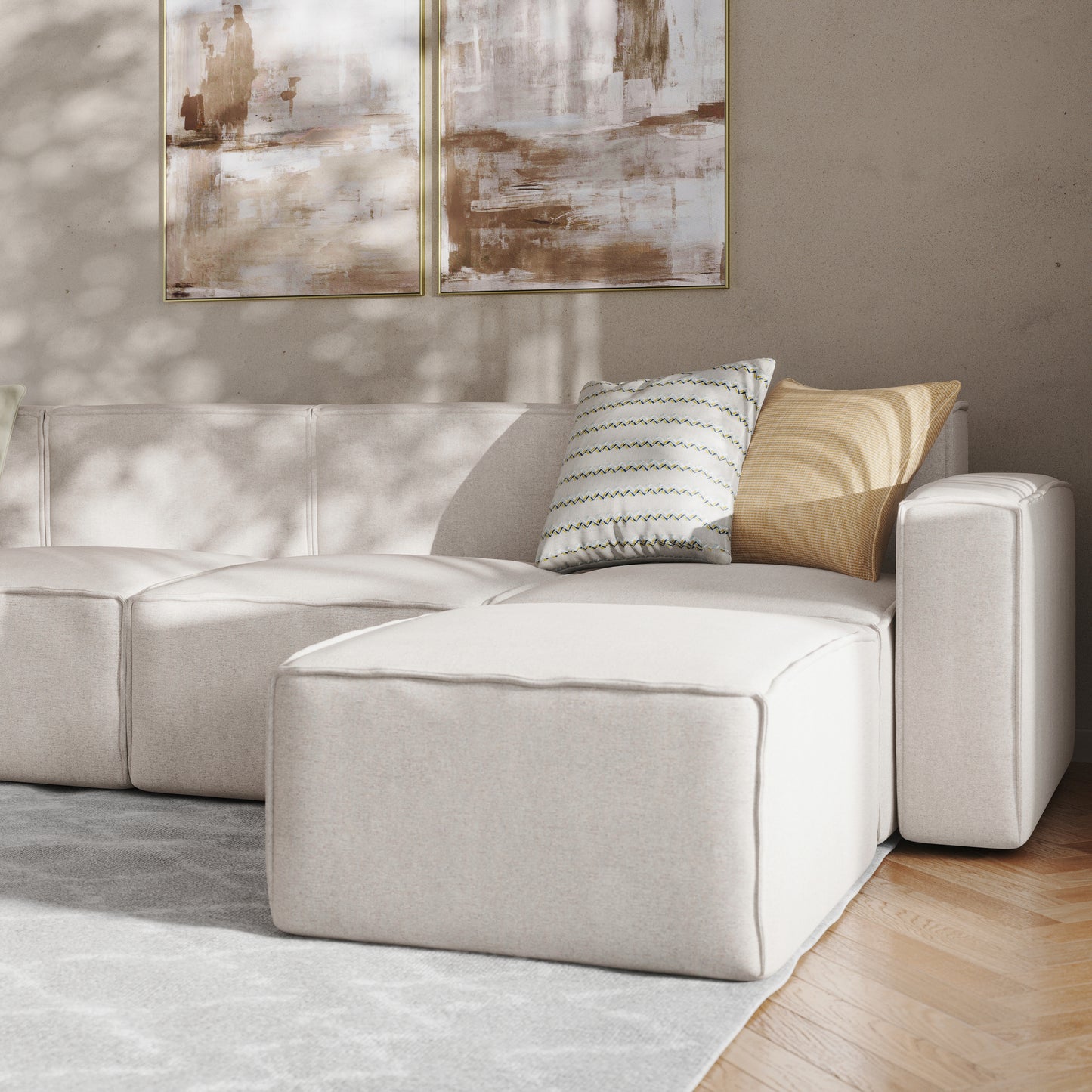 Bridgetown Luxury Modular 6 Piece Sectional Sofa, Cream Cream