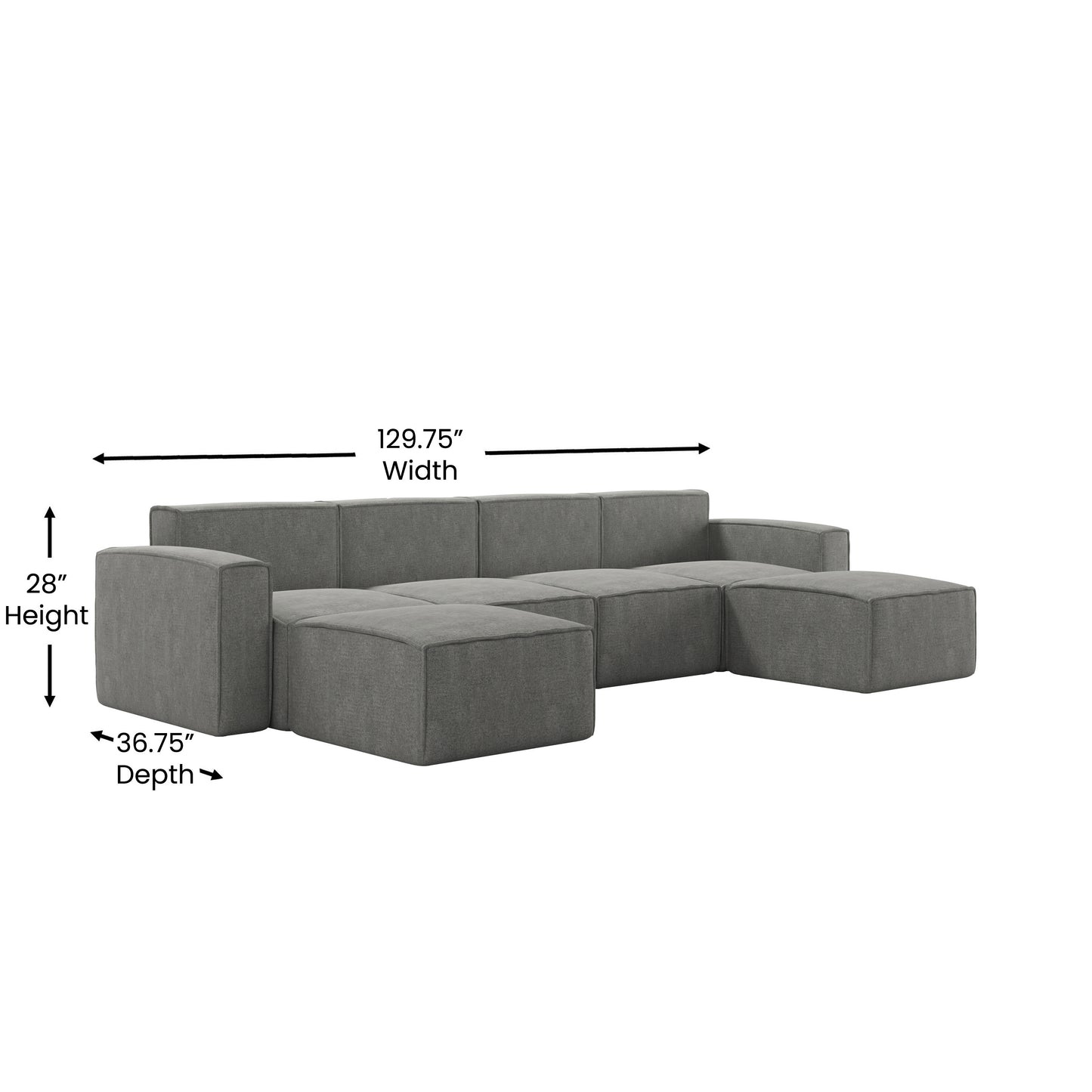 Bridgetown Luxury Modular 6 Piece Sectional Sofa, Dark Gray Dark Gray IS-IT2231-6PCSEC-DKGRY-GG