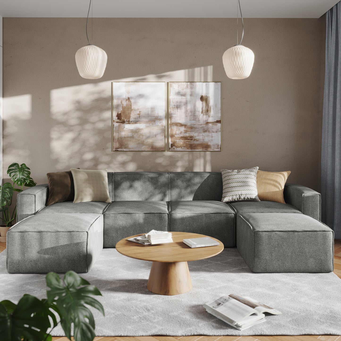 Bridgetown Luxury Modular 6 Piece Sectional Sofa, Dark Gray Dark Gray IS-IT2231-6PCSEC-DKGRY-GG