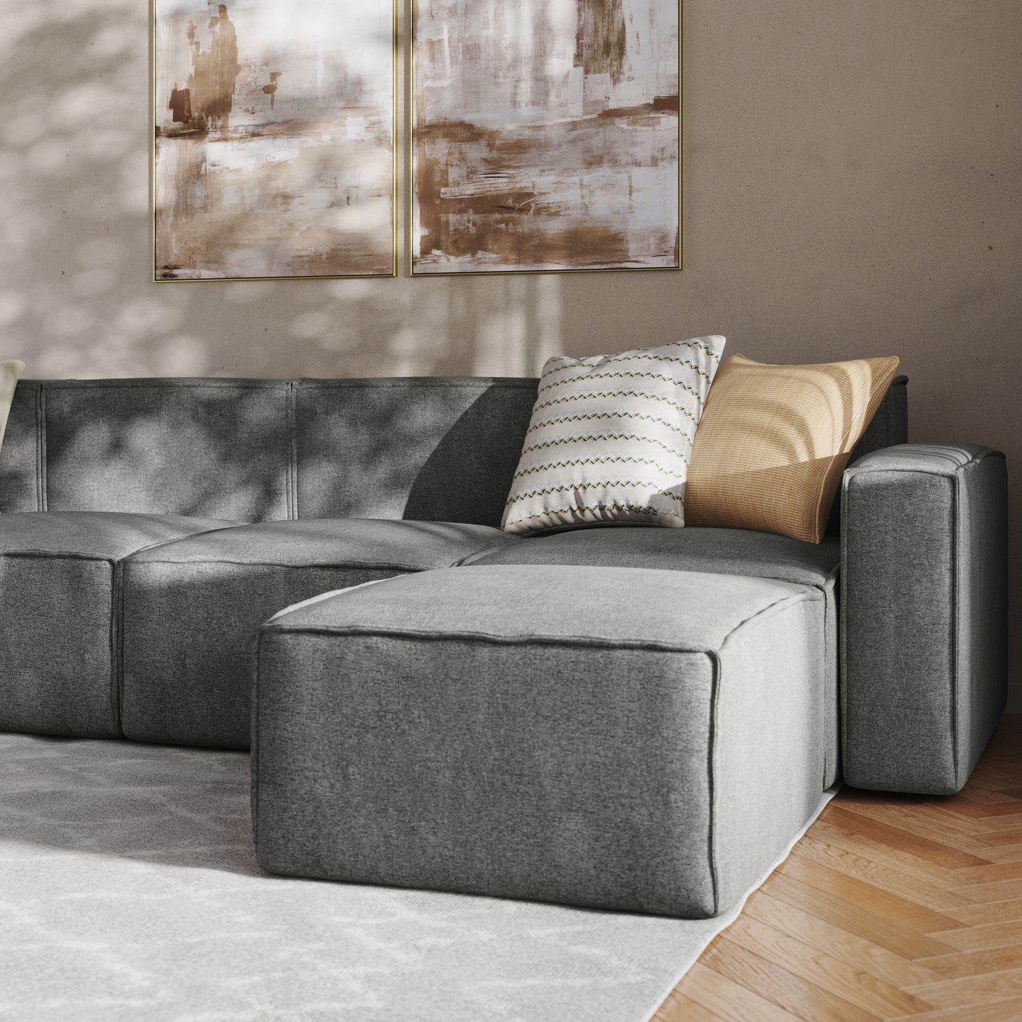 Bridgetown Luxury Modular 6 Piece Sectional Sofa, Dark Gray Dark Gray IS-IT2231-6PCSEC-DKGRY-GG