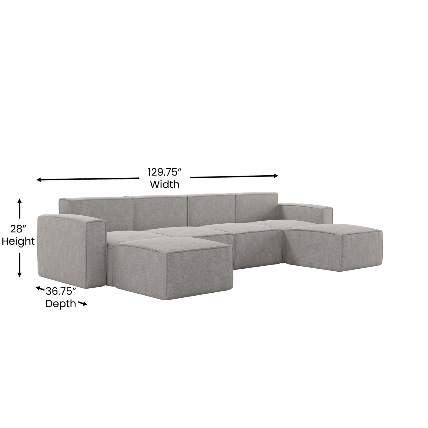 Bridgetown Luxury Modular 6 Piece Sectional Sofa, Gray Gray