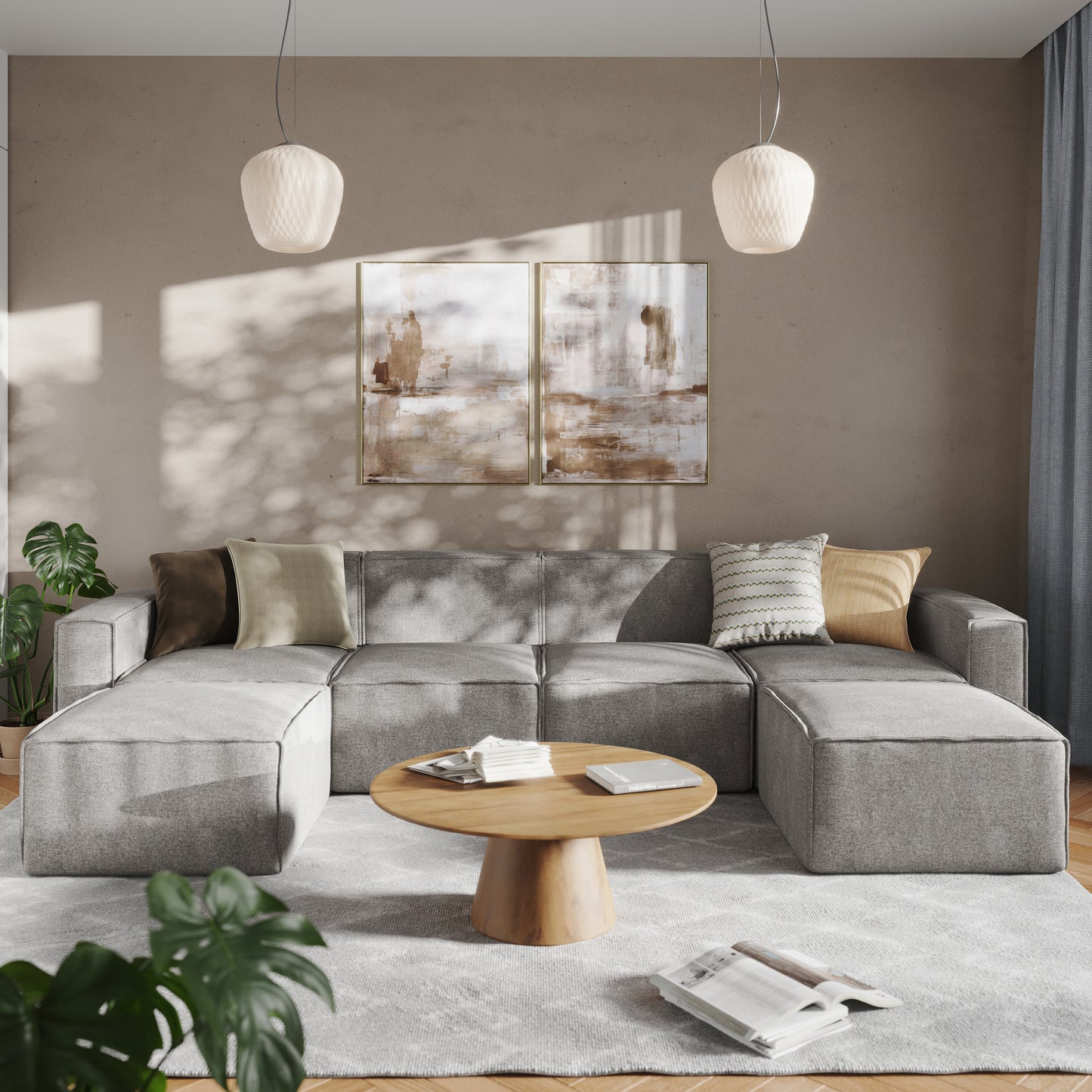 Bridgetown Luxury Modular 6 Piece Sectional Sofa, Gray Gray