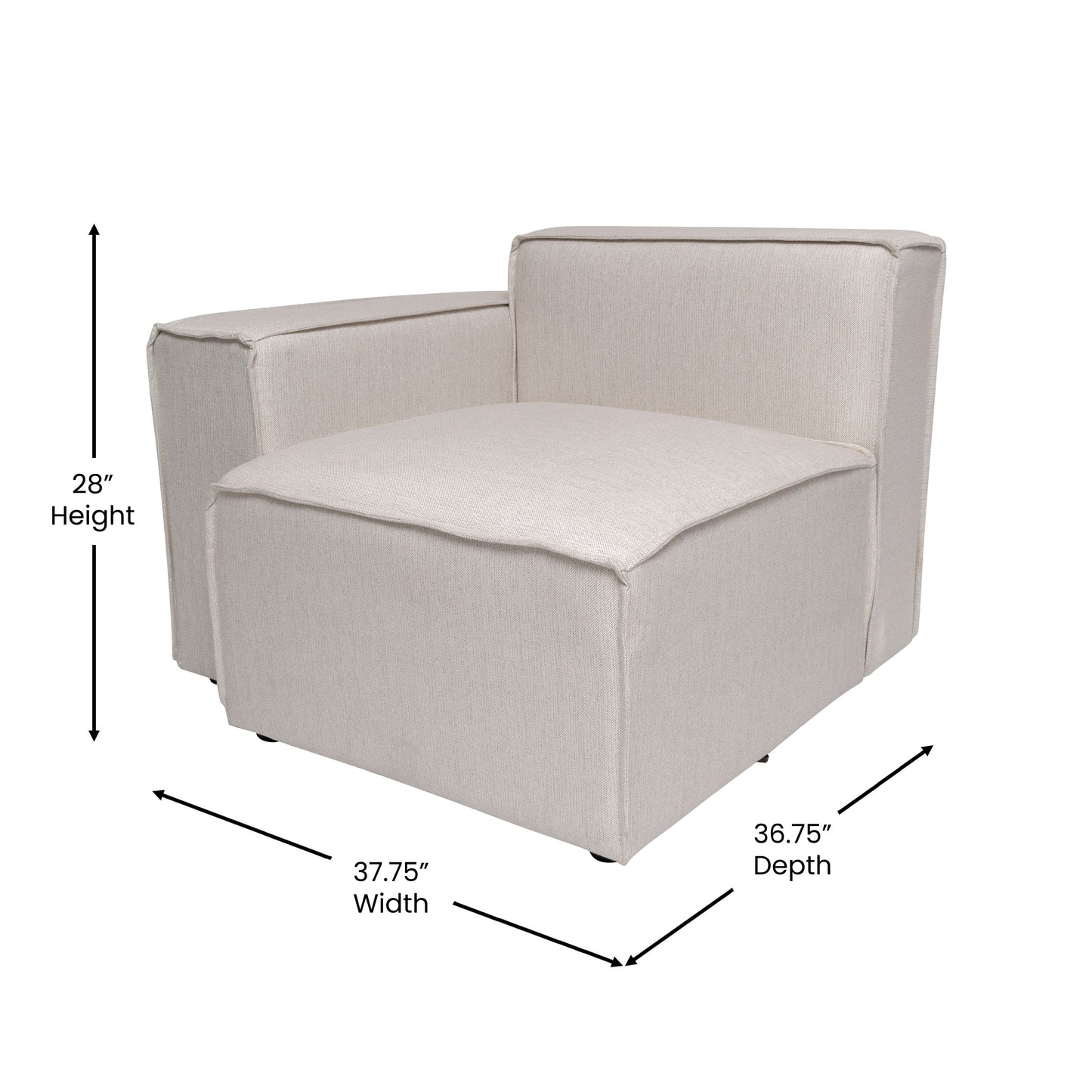 Bridgetown Luxury Modular Sectional Sofa Left Side with Arm Rest, Cream Cream