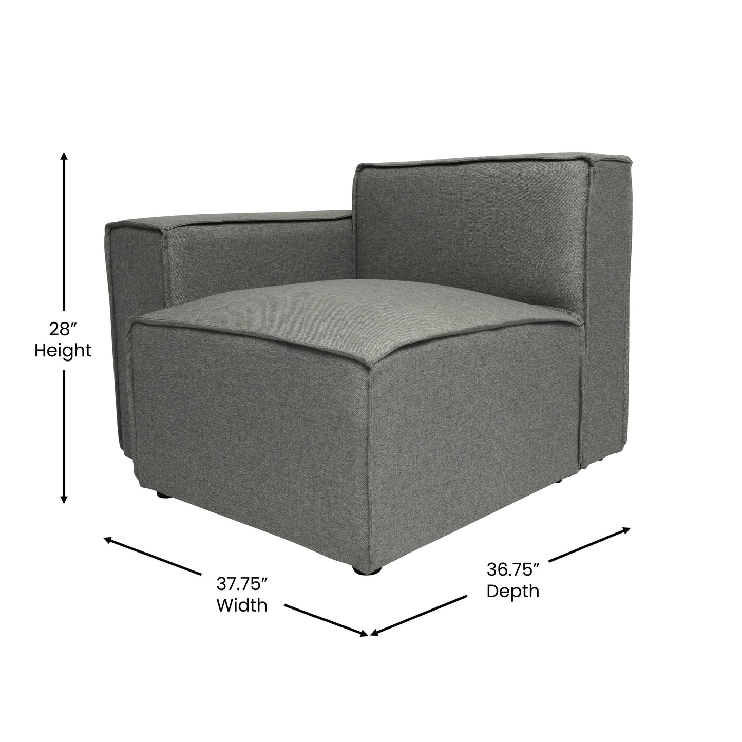 Bridgetown Luxury Modular Sectional Sofa Left Side with Arm Rest, Dark Gray Dark Gray
